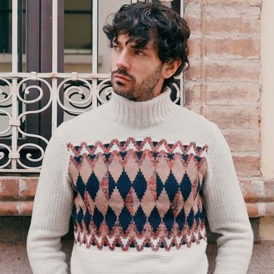Maglia uomo dolcevita misto lana con lavorazione chicco di riso